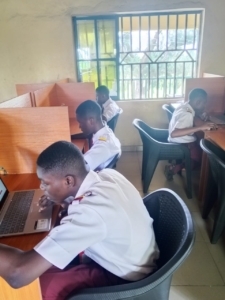 Enitonna High School, Borikiri students writing the ECL 2026 Quarter-Final Examination